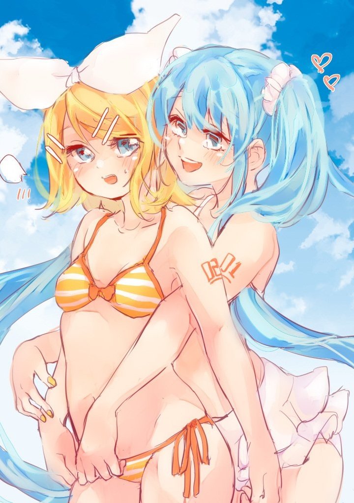 Mimi Mine Hatsune Miku Kagamine Rin Vocaloid Girls Bikini Blonde