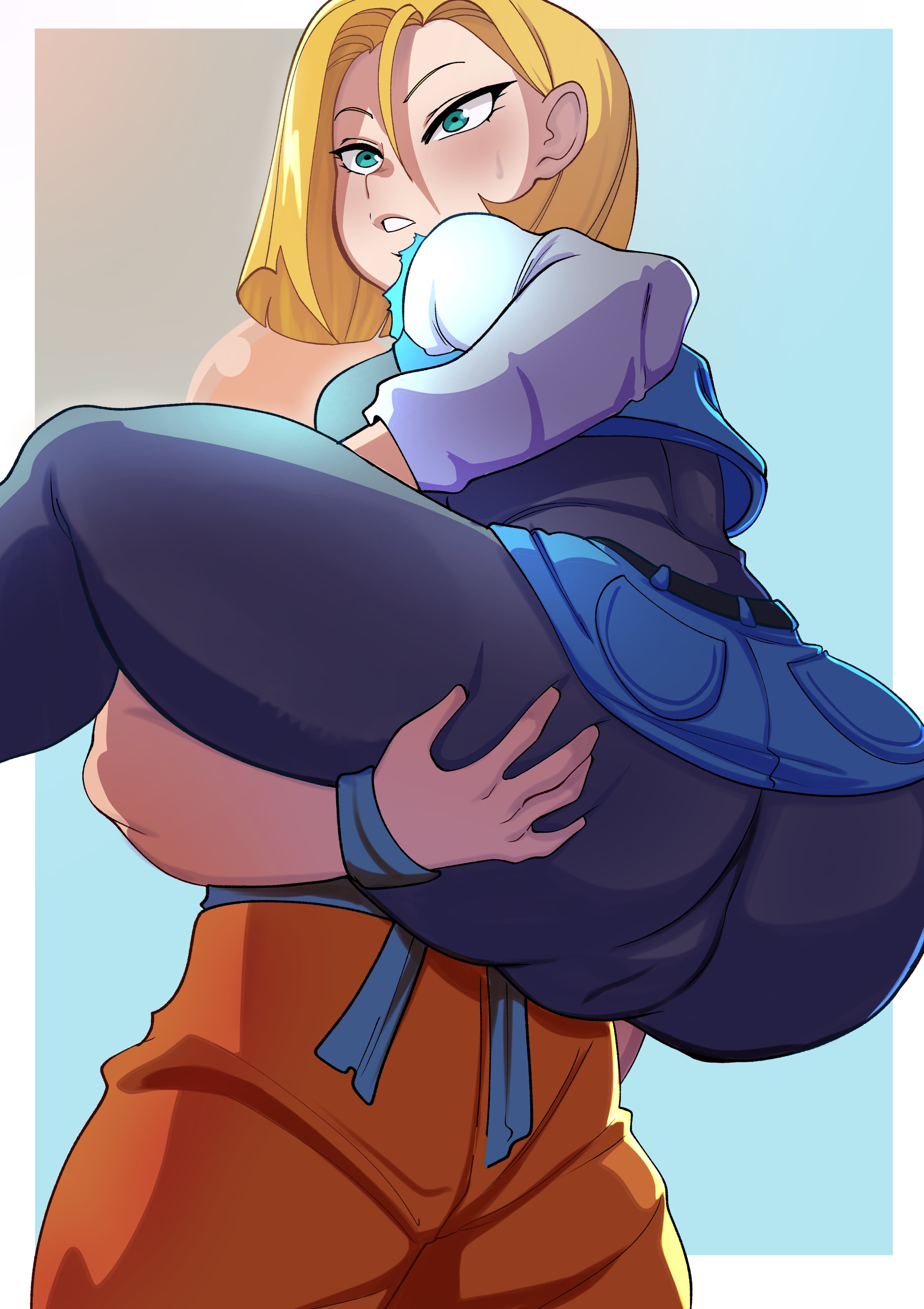Shybred Android Kuririn Dragon Ball Dragonball Z Absurdres Highres Boy Girl Ass