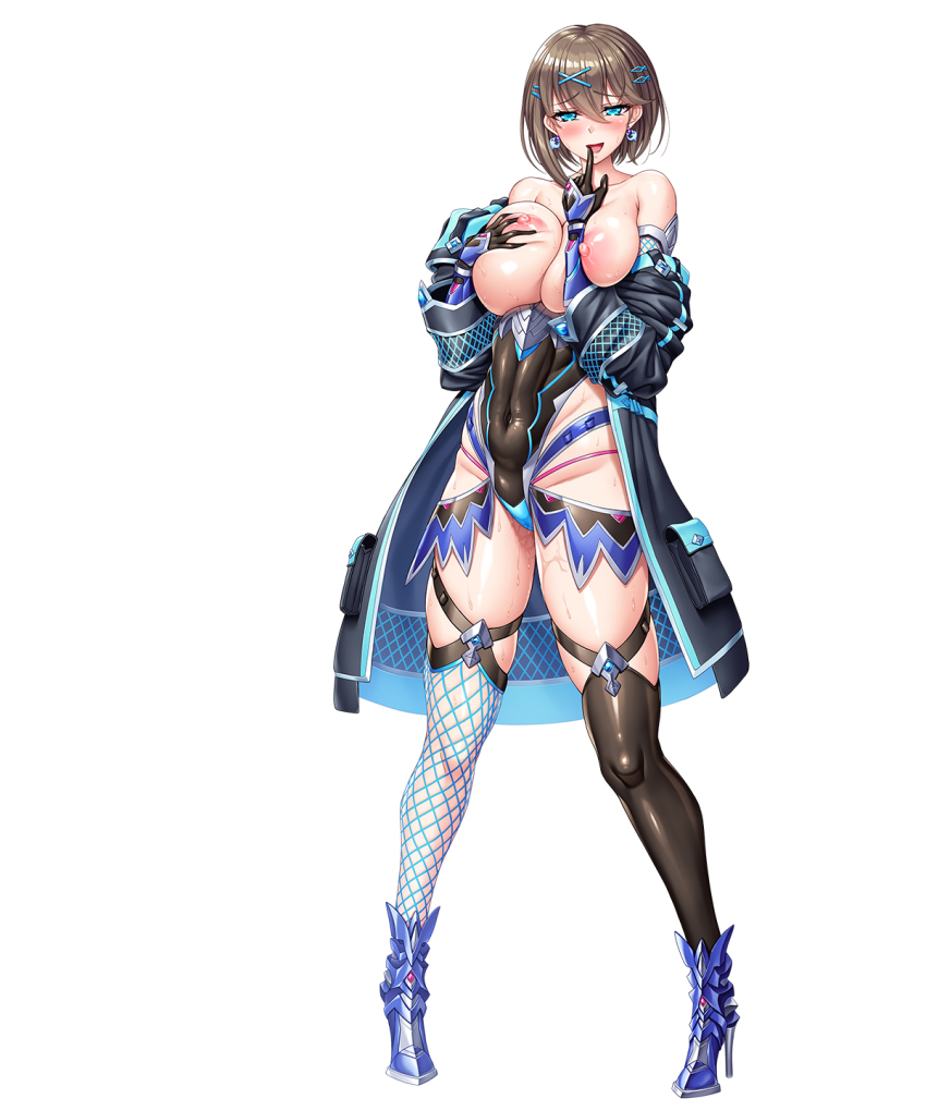 saijou satoru, iba minami, lilith-soft, taimanin (series), taimanin rpgx,  highres, 1girl, breasts, full body, large breasts, leotard, looking at  viewer, nipples, shiny clothes, shiny skin, solo - Image View - | Gelbooru -