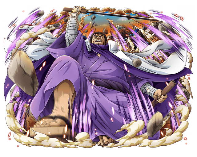 1boy bandaged_arm bandages black_hair city european_architecture facial_hair fujitora_(one_piece) geta jacket japanese_clothes military_jacket official_art one_piece one_piece_treasure_cruise scar scar_across_eye scar_on_face short_hair
