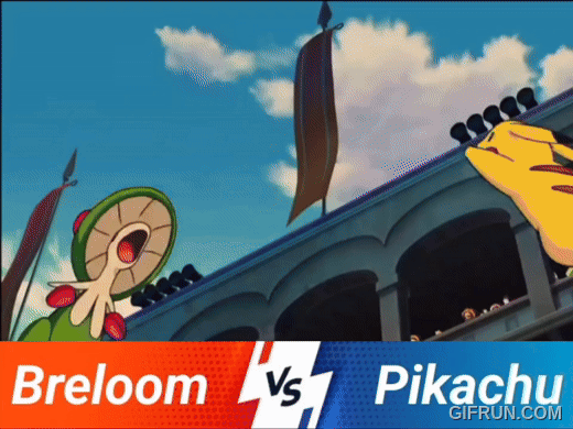 animated animated_gif anime_screenshot animedefeats breloom fighting gen_1_pokemon gen_3_pokemon pikachu
