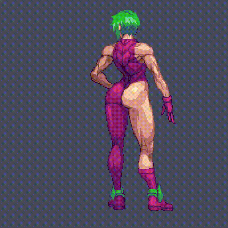 1girl abs adapted_costume animated animated_gif arm_cannon armor ass ass_cutout asymmetrical_ass asymmetrical_ass_cutout asymmetrical_clothes asymmetrical_legwear bodysuit breasts cannon clothing_cutout electricity energy energy_cannon energy_weapon green_hair half_ass justin_bailey leotard metroid metroid_(classic) muscular muscular_arms muscular_back muscular_female muscular_legs nintendo omegachaino pixel_art power_armor power_suit_(metroid) revealing_clothes samus_aran short_hair sideboob thick_thighs thighs thong thong_leotard transformation uneven_legwear varia_suit weapon wedgie