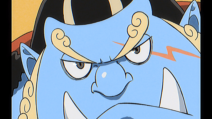 1boy animated animated_gif black_hair blue_skin colored_skin facial_hair goatee hydrokinesis jinbe_(one_piece) male_focus one_piece pillarboxed qin_(7833198) sharp_teeth short_hair simple_background solo sun_symbol sun_tattoo tan teeth topknot tusks water yellow_background
