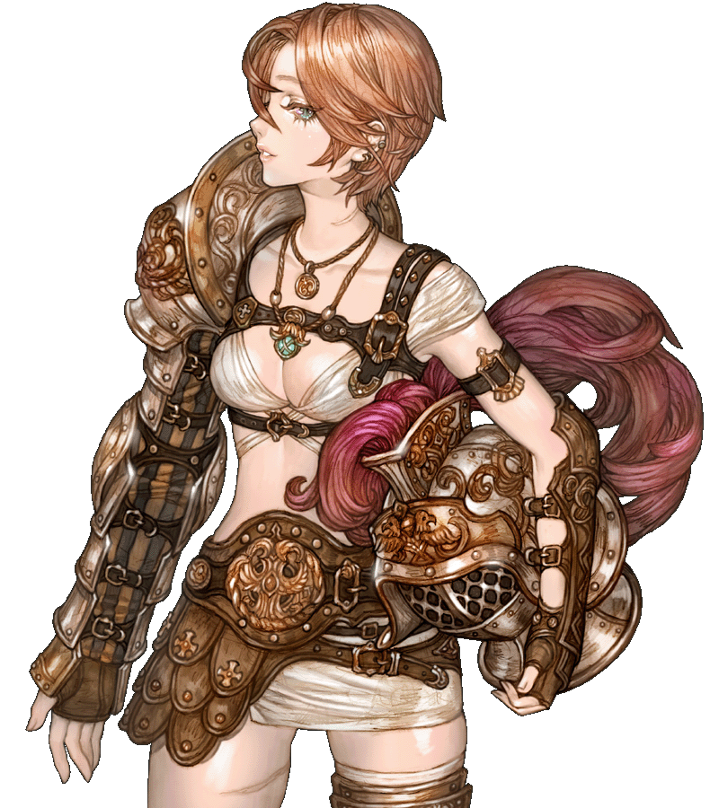1girl artist_request bad_source blue_eyes breasts gladiator jewelry murmillo murmillo_helmet murmillo_master necklace official_art phelixia scar scar_on_leg short_hair source_request third-party_edit third-party_extraction transparent_background tree_of_savior