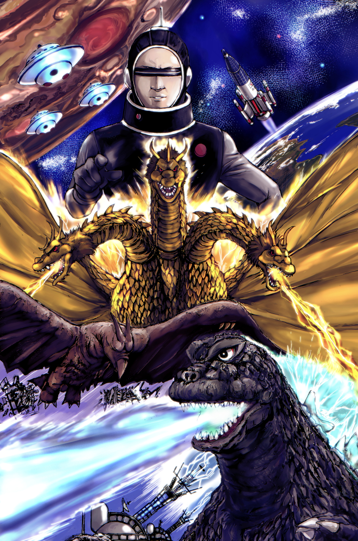 1boy a-cycle_light_ray_gun atomic_breath breath_weapon breathing_lightning conjoined controller_of_planet_x earth_(planet) electricity energy energy_beam flying_saucer glowing glowing_spikes godzilla godzilla_(series) godzilla_vs._monster_zero gravity_beam jupiter_(planet) kamisimo_90 king_ghidorah mouth_beam p-1_(godzilla) planet plasma plasma_beam pterosaur rocket rodan space space_monster spacecraft star_(sky) toho xilien xilien_ufo
