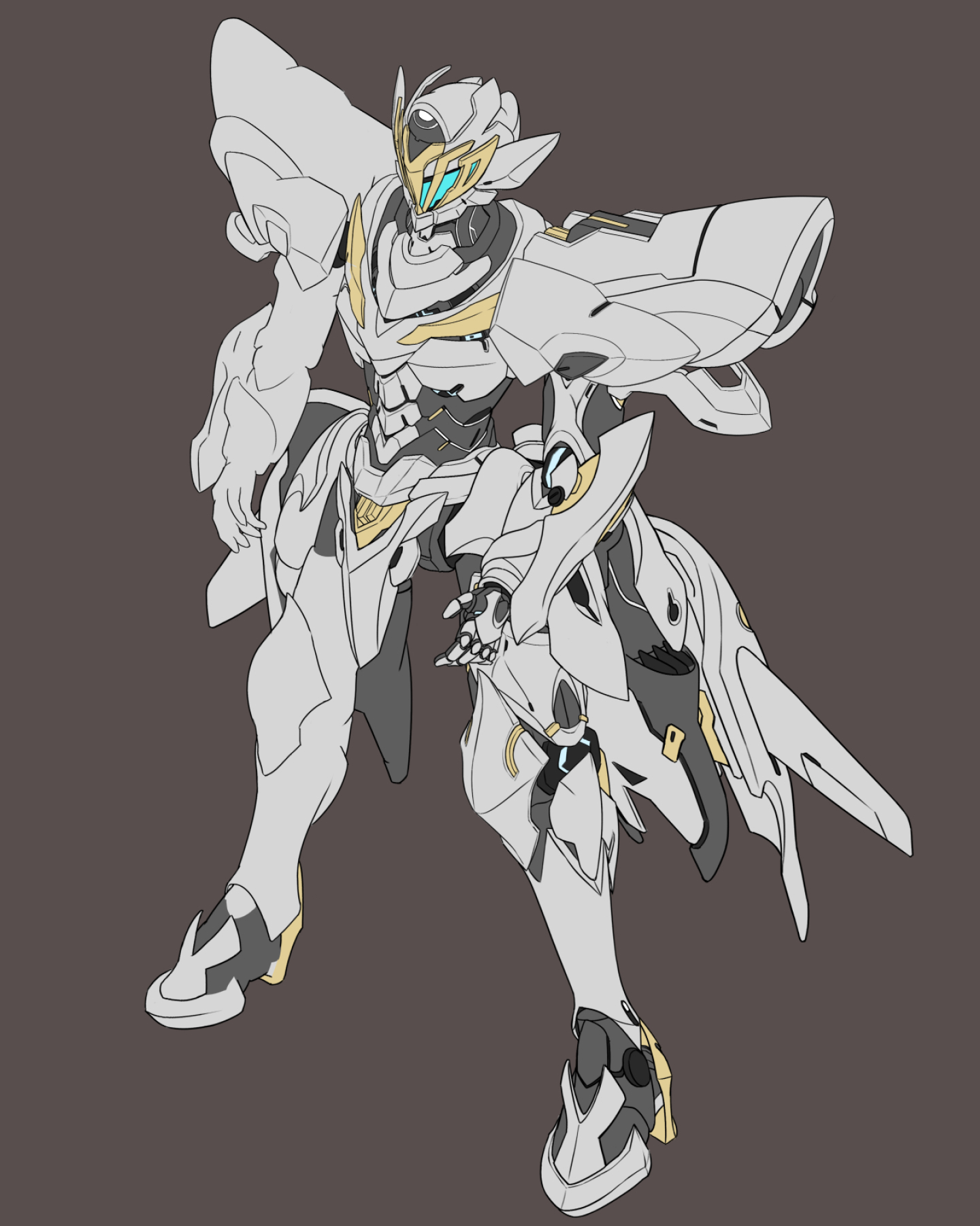 glowing_headgear green_light green_visor grey_armor halcyon_(halcyon90) highres honkai:_star_rail honkai_(series) mecha mecha_focus muv-luv muv-luv_alternative no_humans robot sam_(honkai:_star_rail) science_fiction tactical_surface_fighter