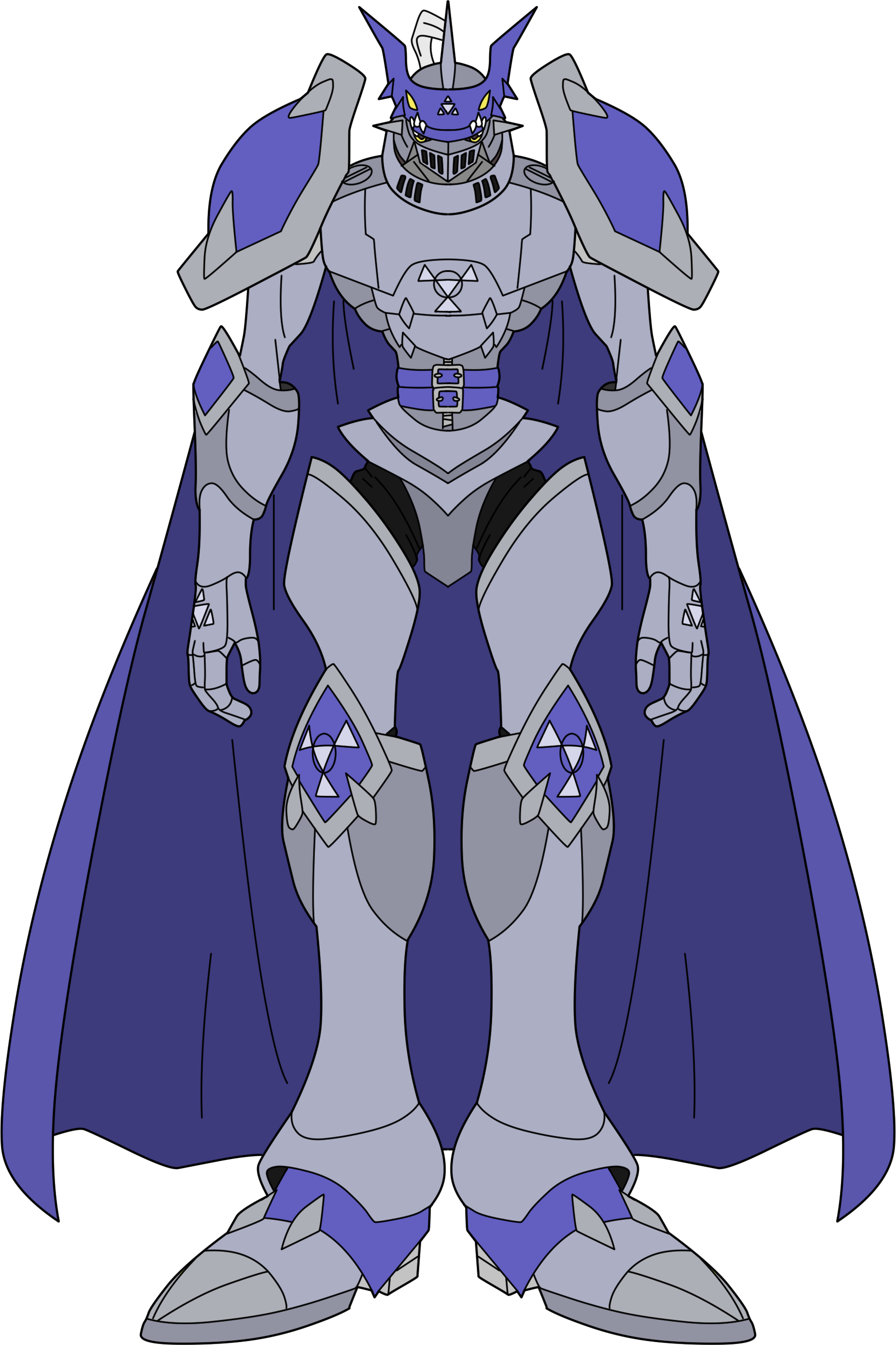 absurdres armor belt cape chaosdukemon digimon digimon_(creature) digital_hazard full_armor highres solo