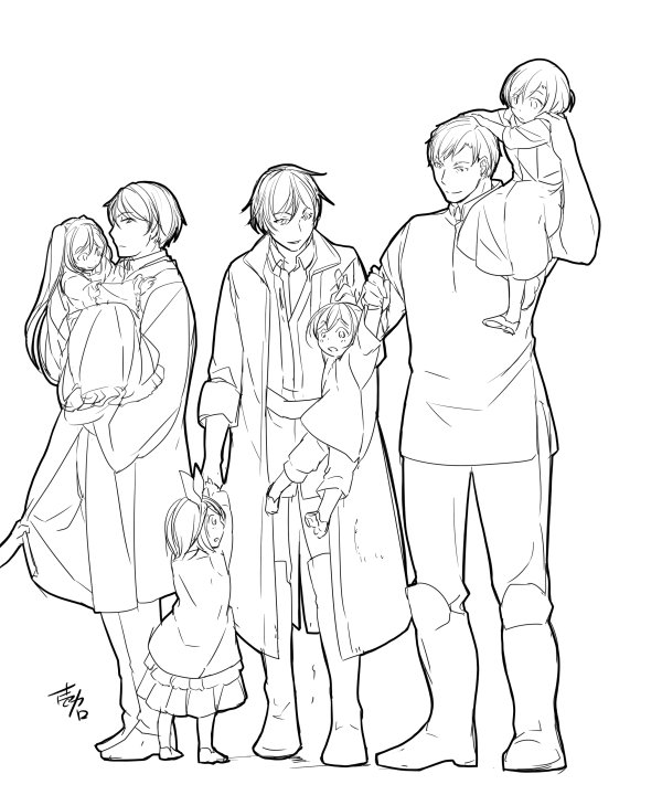 4boys 4girls aku_no_meshitsukai_(vocaloid) aku_no_musume_(vocaloid) akutoku_no_judgement_(vocaloid) allen_avadonia artist_name boots brother_and_sister carrying child commentary_request dress eiyuu_no_yoroi_wa_tsuneni_akaku_(vocaloid) evillious_nendaiki father&#039;s_day father_and_daughter father_and_son frilled_dress frills gallerian_marlon grabbing greyscale gumi hair_ribbon half-siblings hands_on_another&#039;s_head hatsune_miku holding holding_hands ichi_ka judge kagamine_len kagamine_rin kaito_(vocaloid) king knight leon_(vocaloid) lifting_person long_hair meiko_(vocaloid) michelle_marlon monochrome multiple_boys multiple_girls nemesis_no_juukou_(vocaloid) nemesis_sudou out_of_frame princess_carry ribbon riliane_lucifen_d&#039;autriche shirt short_hair shorts siblings signature twins twintails vocaloid when_you_see_it