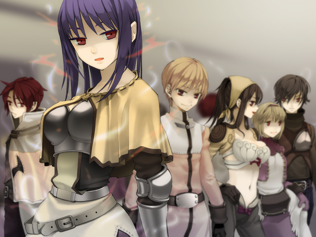 3boys 3girls acolyte_(ragnarok_online) arai_12 archer_(ragnarok_online) armeyer_dinze armor arms_at_sides aura bandana belt bio_lab blonde_hair blue_pants blurry blurry_background boobplate bow bow_bra bra breastplate breasts brown_bag brown_cape brown_capelet brown_dress brown_gloves brown_hair brown_headwear brown_pants brown_shirt buckle cape capelet cassock chest_plate closed_mouth commentary_request cowboy_shot depth_of_field dress egnigem_cenia errende_ebecee facing_viewer gauntlets gloves hair_between_eyes hand_on_own_hip high_collar kavach_icarus laurell_weinder long_hair long_sleeves looking_at_another looking_at_viewer looking_away looking_down looking_to_the_side mage_(ragnarok_online) medium_breasts medium_hair merchant_(ragnarok_online) midriff multiple_boys multiple_girls navel pants parted_lips pink_dress ponytail purple_hair ragnarok_online red_bow red_eyes red_hair reflection shaded_face shirt short_hair shrug_(clothing) sidelocks simple_background smile standing swordsman_(ragnarok_online) thief_(ragnarok_online) tunic two-tone_dress underwear upper_body white_bra white_dress wickebine_tres
