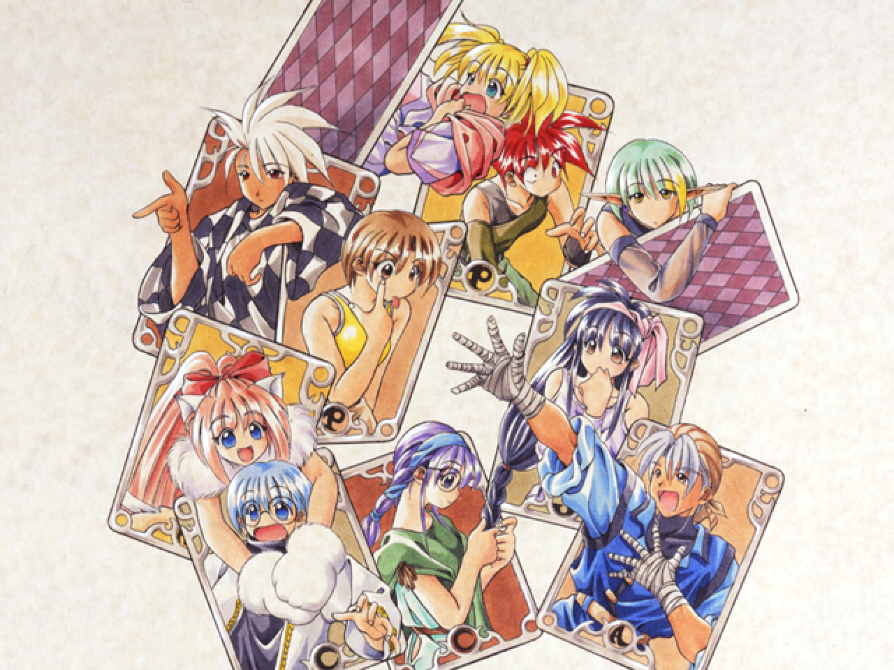 3boys 6+girls aleph_coulson animal_ears animal_hands arm_up atelier-moo bare_shoulders belt black_hair blonde_hair blue_eyes blue_hair bob_cut bow braid brown_eyes brown_hair capelet card cat_ears cat_girl cheryl_christia christpher_cross closed_mouth collarbone elf elle_louise glasses gloves gradient_hair green_eyes green_hair hair_between_eyes hair_ribbon hand_up high_ponytail hug jacket lisa_meccano long_hair long_sleeves looking_at_viewer low-tied_long_hair maria_short medium_hair melody_sinclair multicolored_hair multiple_boys multiple_girls open_mouth patty_sole paw_gloves pete_ross pink_bow pink_hair pointy_ears ponytail purple_eyes purple_hair red_eyes red_hair ribbon sheela_sheffield short_hair short_twintails simple_background smile spiked_hair standing surprised twintails upper_body white_background white_hair wide_ponytail yellow_eyes yuukyuu_gensoukyoku