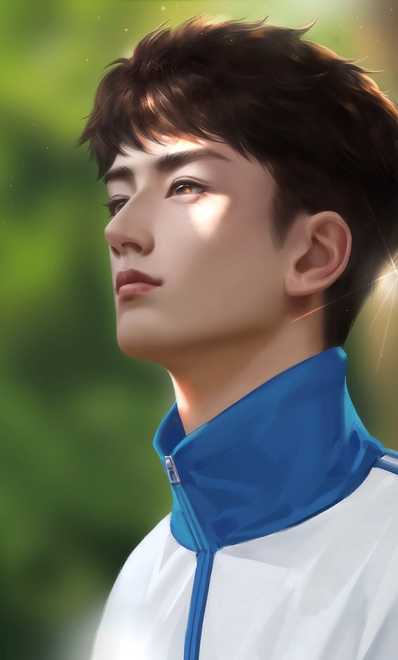 1boy asian blurry blurry_background brown_eyes brown_hair chinese_commentary commentary_request day expressionless forest jacket jiang_cheng_(sa_ye) light_particles male_focus nature nostrils outdoors pink_lips realistic sa_ye short_hair solo sunlight thick_eyebrows thick_lips track_jacket turtleneck turtleneck_jacket upper_body white_jacket ye_dian_pikaqiu zipper zipper_pull_tab
