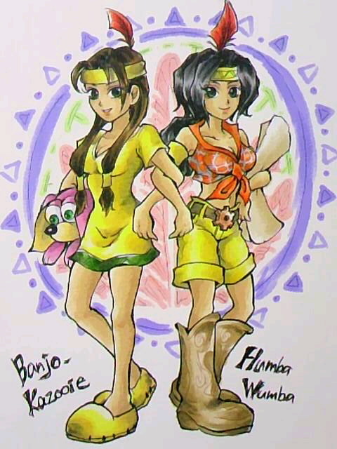 banjo-kazooie bluerose012 dual_persona humba_wumba_(banjo-kazooie) native_american ponytail rareware tagme