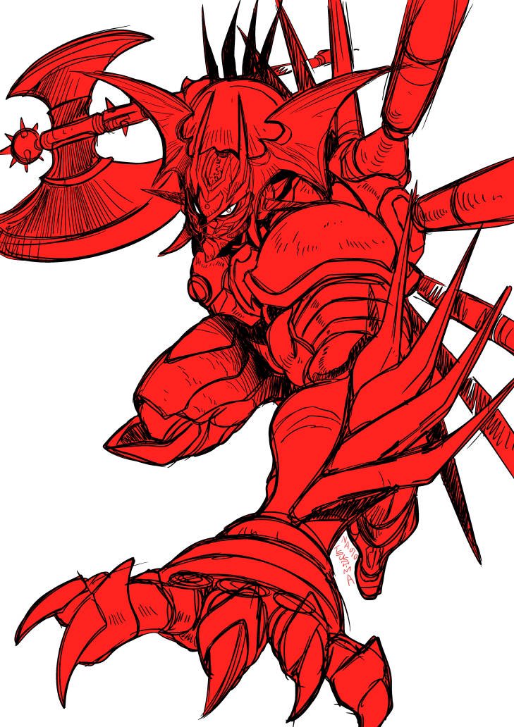 axe getter_arc getter_robo getter_robo_arc holding holding_axe mecha mecha_focus monochrome no_humans open_hand robot science_fiction solo super_robot tsushima_naoto white_background