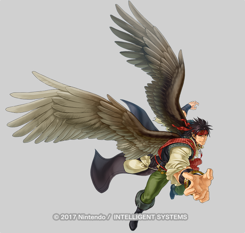 1boy alternate_costume bag bandages belt boots bracelet brown_hair dagger drink feathered_wings feathers fire_emblem fire_emblem:_radiant_dawn fire_emblem_heroes full_body grey_background headband jewelry kita_senri knife laguz_(fire_emblem) male_focus necklace nintendo official_art pointy_ears scar solo tibarn_(fire_emblem) tibarn_(pirate)_(fire_emblem) weapon wings yellow_eyes