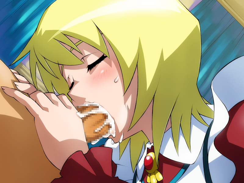 00s blonde_hair blush censored cum ejaculation erstin_ho closed_eyes fellatio my-otome oral penis sameha_ikuya short_hair