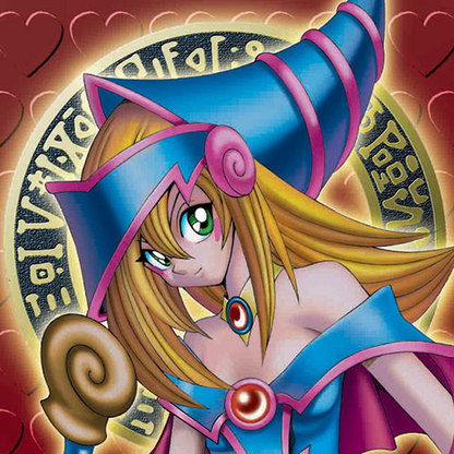 1girl bare_shoulders between_breasts blonde_hair blue_dress blue_hat blue_trim blush_stickers breasts brooch cleavage collarbone dark_magician_girl dress eyebrows eyelashes female_focus glowing gold_necklace gold_trim green_eyes hat heart jewelry kazuki_takahashi long_arms long_eyelashes long_hair magical_girl magical_seal medium_breasts monster_girl necklace official_art pale_skin pink_trim red_background red_brooch seal solo solo_focus spellcaster_type thick_eyelashes very_long_hair wand yu-gi-oh! yu-gi-oh!_duel_monsters