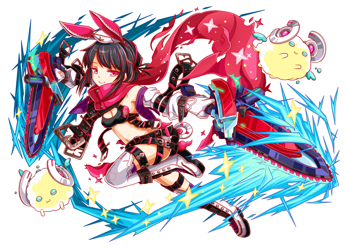 2others animal_ears aqua_wings artist_request bare_shoulders belt belt_buckle black_belt black_bra black_hair black_ribbon boots bra breasts buckle buttons cel_shading chainsaw cleavage closed_eyes crash_fever creature detached_sleeves fake_animal_ears freud_(crash_fever) full_body game_cg gloves hairband hat headwear_request holding holding_chainsaw holding_sword holding_weapon horns leg_belt leg_up long_sideburns looking_to_the_side mechanical_horns medium_breasts midriff multicolored_hair multiple_others navel number_print numbered official_art outline parted_bangs pink_eyes print_footwear rabbit_ears red_hair red_hairband red_outline red_scarf ribbon scarf short_hair sideburns sidelocks sleeve_belt smile solo_focus sparkle square square_print streaked_hair sword tachi-e thigh_boots third-party_source torn_clothes torn_scarf transparent_background two-tone_hair underwear weapon white_footwear white_gloves white_hat white_sleeves