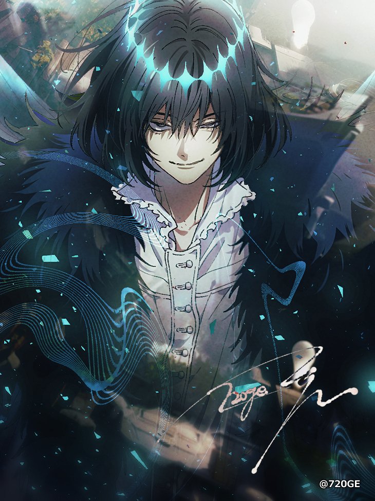 1boy arthropod_boy black_hair bug cape cloak crown diamond_hairband faerie_knights_(fate) fate/grand_order fate_(series) fur-trimmed_cape fur-trimmed_cloak fur_trim insect male_focus moth natsuo_(720ge) oberon_(fate)