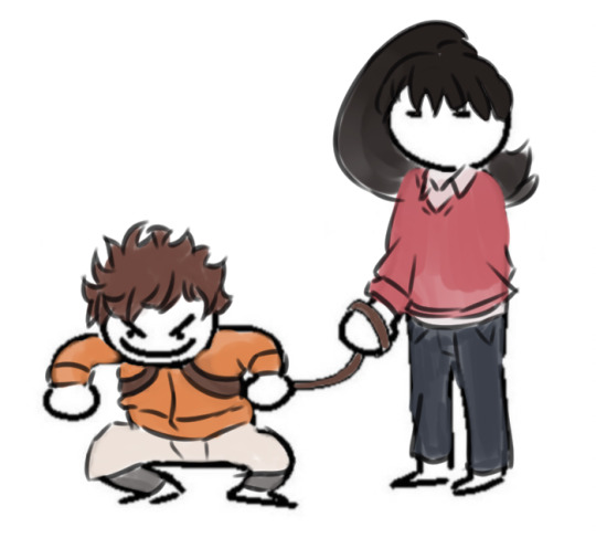 1boy 1girl black_hair brown_hair closed_eyes digimon hinata_minoru meme shibuya_aoi simple_background white_background