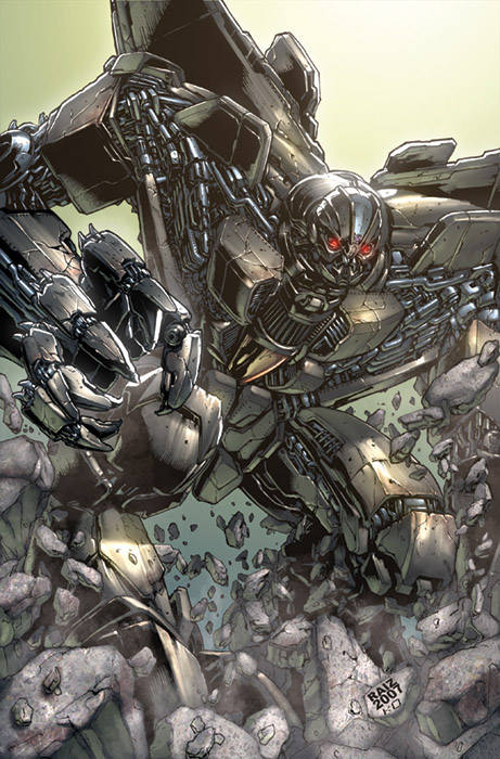 artist_collaboration artist_name comic_cover commentary cover_image decepticon english_commentary glowing glowing_eyes james_raiz kieran_oats leaning_forward looking_down mecha mecha_focus no_humans official_art red_eyes robot rock science_fiction solo starscream transformers transformers_(2007_film) transformers_(live_action)