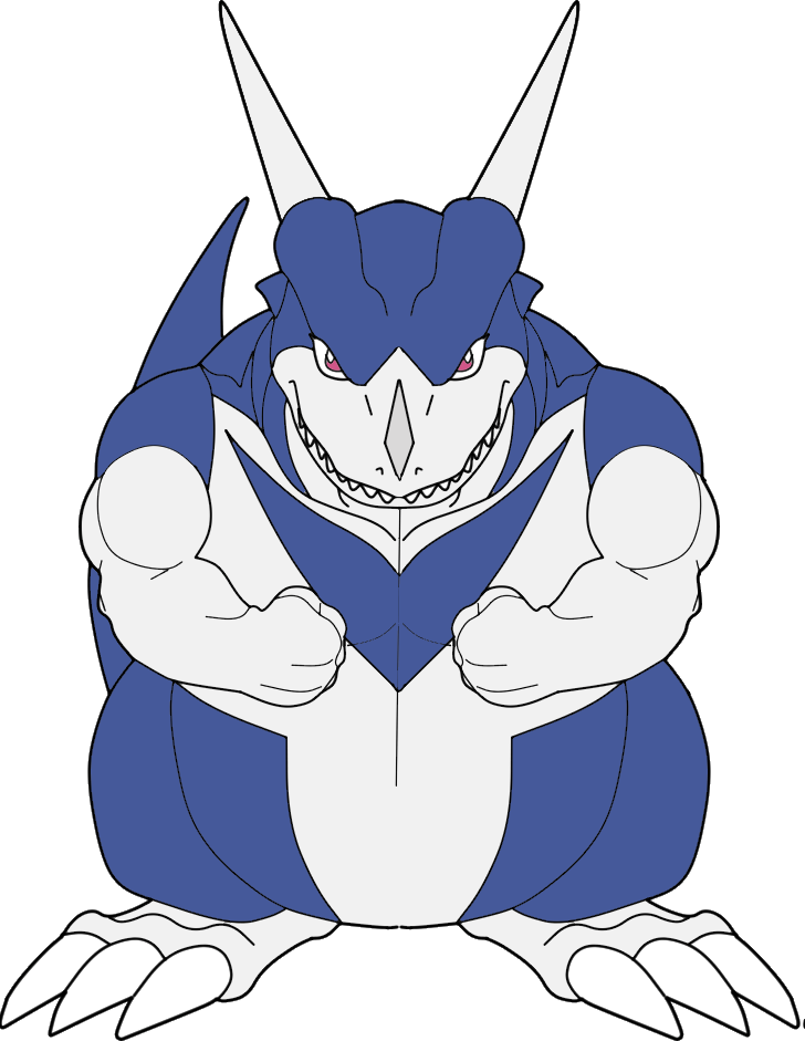 claws digimon digimon_(creature) dragon horns looking_at_viewer masterv-dramon scar solo transparent_background
