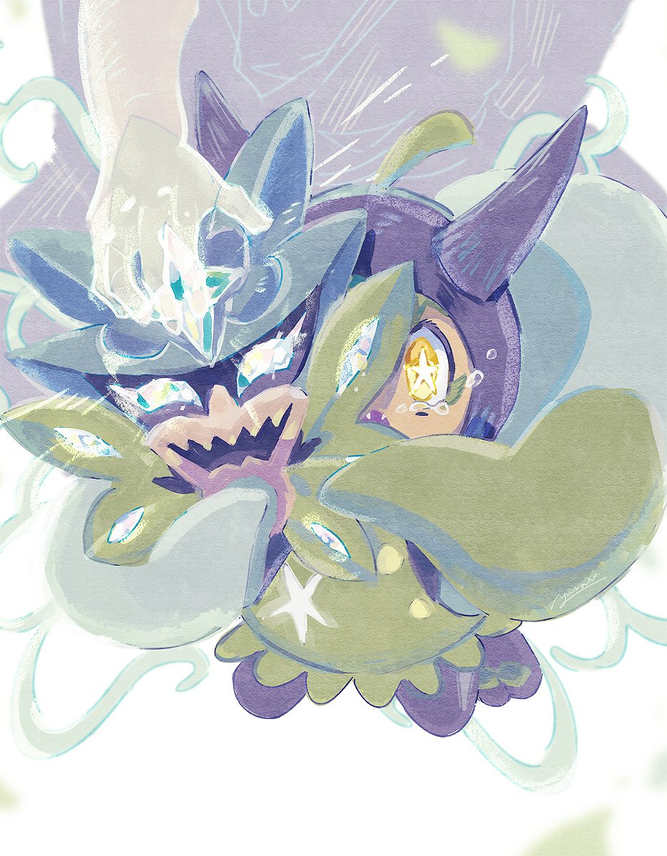 highres looking_at_viewer nintendo ogerpon ogerpon_(teal_mask) pokemon pokemon_(creature) solo star-shaped_pupils star_(symbol) symbol-shaped_pupils yellow_eyes yurano_(upao)