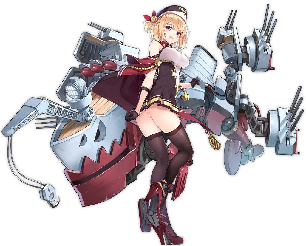 1girl ass azur_lane bare_shoulders black_gloves black_hat black_thighhighs blonde_hair breasts buttons crane_(machine) dress female_focus flying_sweatdrops full_body gloves hair_bun hair_ribbon hat high_heels kaede_(yumesaki_kaede) leipzig_(azur_lane) leipzig_(retrofit)_(azur_lane) looking_at_viewer looking_back machinery medium_breasts military_hat official_art one_side_up open_mouth pink_eyes pleated_dress remodel_(azur_lane) ribbon rudder_footwear ship_turret short_dress short_hair side_bun single_hair_bun single_side_bun sleeveless sleeveless_dress smokestack solo standing standing_on_one_leg tears thighhighs thighs torpedo torpedo_launcher transparent_background wing_collar