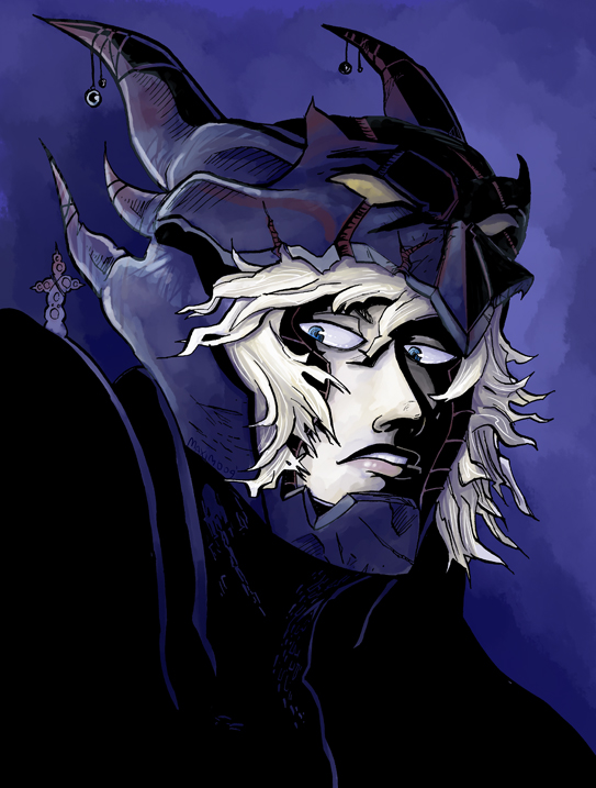 1990s_(style) 1boy 8bitmaximo blue_eyes cecil_harvey damaged dark_knight dissidia_final_fantasy final_fantasy final_fantasy_iv helmet horns lips male_focus maximo_v._lorenzo solo white_hair