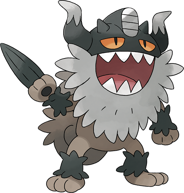 artist_request beard claws facial_hair full_body gen_8_pokemon horns nintendo no_humans official_art open_mouth perrserker pokemon pokemon_(creature) pokemon_focus pokemon_swsh sharp_teeth slit_pupils smile solo standing teeth third-party_source transparent_background