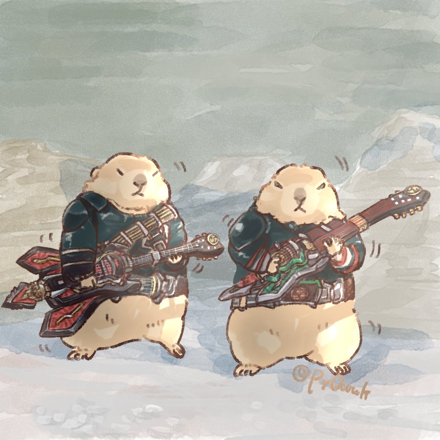 animal_focus body_fur brown_fur cosplay full_body guitar holding holding_guitar holding_instrument instrument kamen_rider kamen_rider_hibiki_(series) kamen_rider_todoroki kamen_rider_todoroki_(cosplay) playing_guitar playing_instrument prairie_dog py0wwk rearing standing