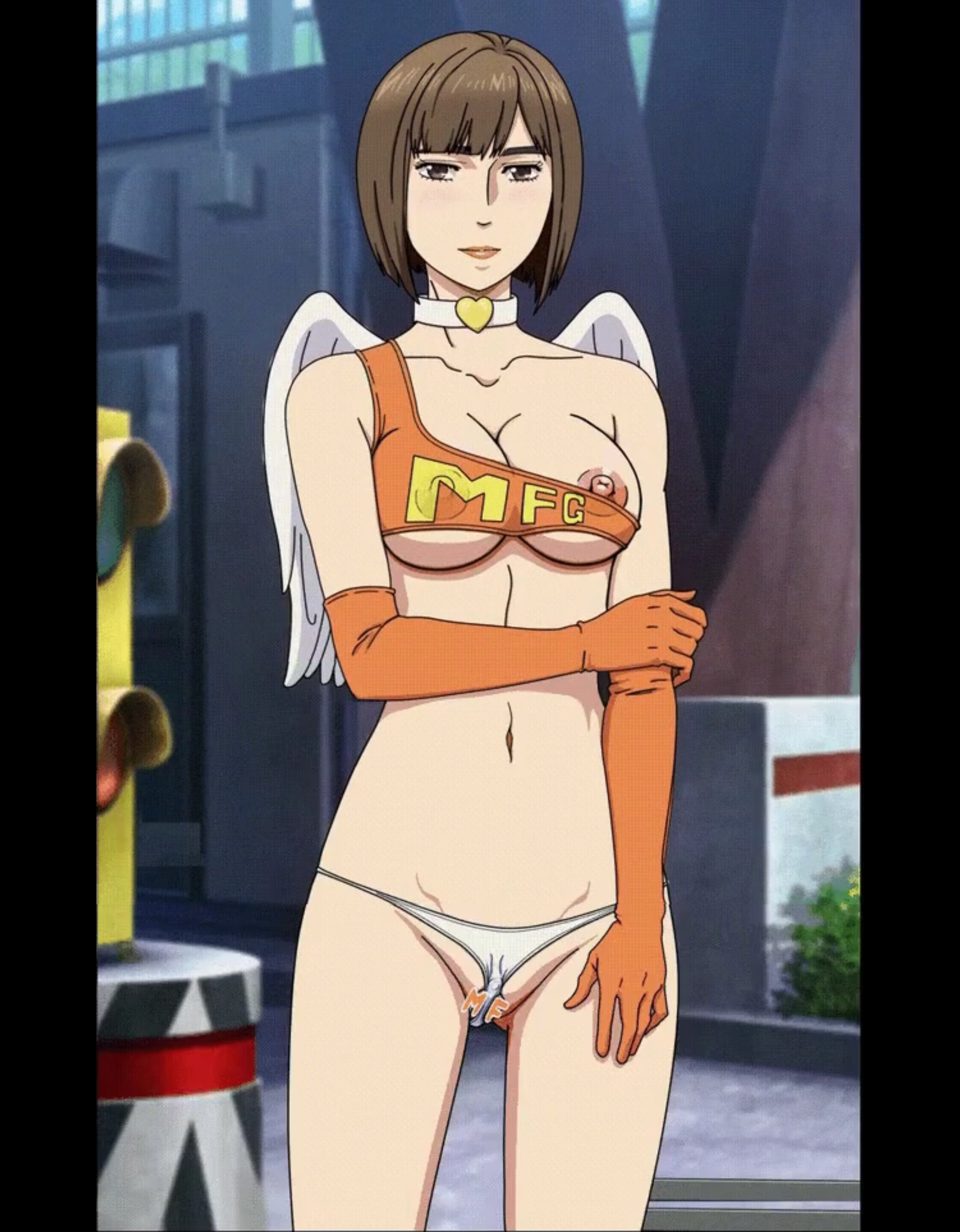 kurihara kyoko, mf ghost, absurdres, highres, tagme, 1girl, angel wings, as...