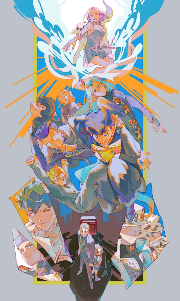 arnold_(jojo) blue_hair chef_hat diamond_wa_kudakenai disembodied_hand gakuran green_hair hat hazekura_mikitaka headband higashikata_josuke hirose_koichi jojo_no_kimyou_na_bouken joseph_joestar joseph_joestar_(old) kawajiri_hayato kira_yoshikage kishibe_rohan kuujou_joutarou nijimura_okuyasu one_eye_closed pompadour school_uniform senzzang shizuka_joestar sugimoto_reimi tonio_trussardi yamagishi_yukako