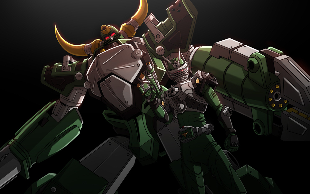 1boy antennae armor asumakobayashi belt bodysuit bull cannon card_deck_(zolda) commentary_request contract_monster green_bodysuit gun heisei kamen_rider kamen_rider_ryuki_(series) kamen_rider_zolda looking_at_viewer machinery magnugiga magnuvisor male_focus mecha minotaur non-humanoid_robot rider_belt robot robot_animal v_buckle weapon