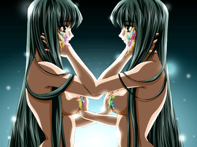 2girls black_hair bodypaint breast_press breasts carnelian game_cg incest long_hair messy mieno_yuki mieno_yumi multiple_girls nude paint paint_splatter paint_splatter_on_face siblings sisters symmetrical_docking twincest twins wam wam_xxxnovel-wetandmessy.com yuri