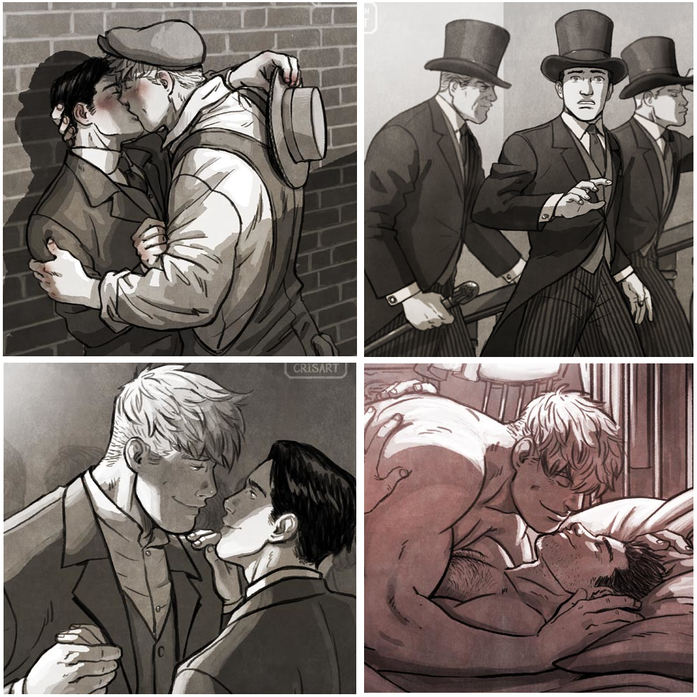 5boys alternate_universe bara black_hair blonde_hair blush cane chest_hair closed_eyes collage couple cris_art eye_contact facial_hair fanfic formal_clothes greyscale hat head_on_another&#039;s_shoulder holding holding_cane holding_hands holding_unworn_clothes holding_unworn_hat hulkling husband_and_husband imminent_kiss kiss looking_at_another lying male_focus marvel monochrome multiple_boys muscular muscular_male nude on_back on_bed on_person pectorals second-party_source short_hair sideburns sideburns_stubble smile spot_color stubble suit thick_eyebrows top_hat unworn_hat unworn_headwear upper_body wiccan yaoi