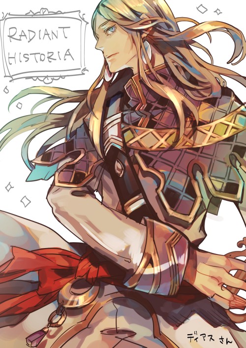 1boy ayajik blonde_hair blue_eyes capelet dias_(radiant_historia) long_hair male_focus radiant_historia solo
