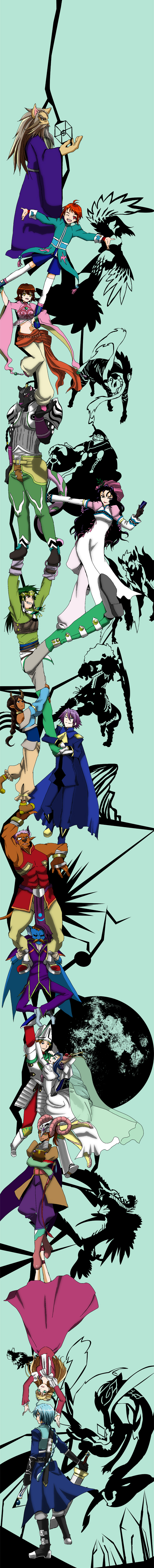 5girls 6+boys absurdres agarte_lindblum annie_barrs aqua_eyes black_hair blonde_hair blue_eyes blue_hair boots braid brown_eyes brown_hair claire_bennett dress durarara!! eugene_gallardo fenia gloves green_hair highres hilda_rhambling long_hair long_image looking_at_viewer mao_(tales) milhaust_selkirk militsa multiple_boys multiple_girls one_eye_closed orange_hair parody pink_hair purple_hair red_eyes red_hair saleh short_hair simple_background single_braid smile sword tales_of_(series) tales_of_rebirth tall_image tohma trust_me_(durarara!!) tytree_crowe veigue_lungberg walto weapon wink zilva_madigan