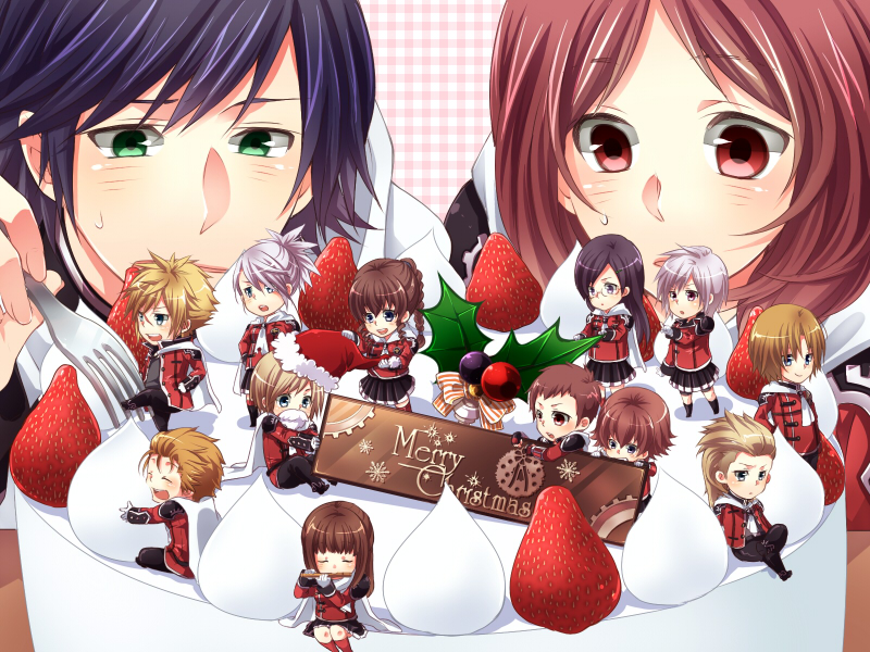 6+boys 6+girls ace_(fft-0) akademeia_uniform black_hair blonde_hair blue_eyes blush braid brown_eyes brown_hair cake cape card cater_(fft-0) chocolate christmas christmas_cake cinque_(fft-0) deuce_(fft-0) drill_hair eight_(fft-0) everyone final_fantasy final_fantasy_type-0 fingerless_gloves flute food fork fruit glasses gloves green_eyes gun hair_over_one_eye holding instrument jack_(fft-0) jacket katana king_(fft-0) kunagiri_machina long_hair looking_at_viewer multiple_boys multiple_girls nine_(fft-0) open_mouth plaid_clothes plaid_skirt pleated_skirt ponytail queen_(fft-0) red_cape red_eyes red_hair rycchin scar scarf school_uniform scythe seven_(fft-0) short_hair sice_(fft-0) skirt smile strawberry sword thighhighs third-party_source tokimiya_rem trey_(fft-0) weapon whip white_hair
