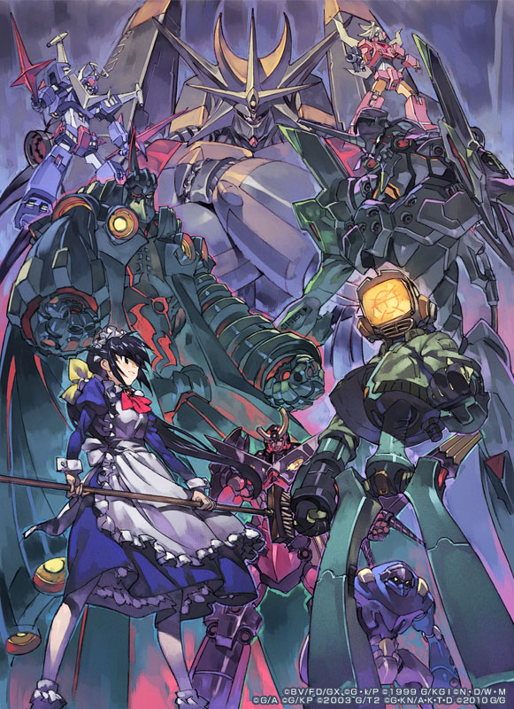 00s 10s 1girl abenobashi_mahou_shoutengai andou_mahoro black_hair broom canti cleaned company_connection crossed_arms crossover dix-neuf dix_neuf epic eva_01 flcl gainax gainaxtop gun gunbuster gurren-lagann humanoid_robot kono_minikuku_mo_utsukushii_sekai long_hair mahoromatic maid mecha mecha_focus mechanization neon_genesis_evangelion official_art panty_&amp;_stocking_with_garterbelt panty_(psg) ribbon robot stocking_(psg) tengen_toppa_gurren_lagann top_wo_nerae! top_wo_nerae!_(series) top_wo_nerae_2! weapon yoshinari_you