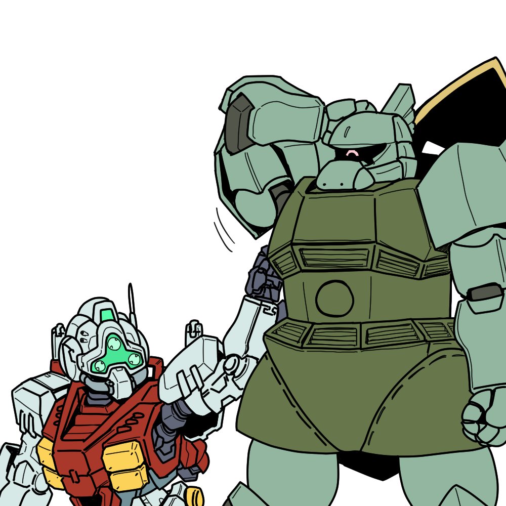 arm_behind_head arm_up assault_visor gelgoog gelgoog_(gquuuuuux) green_visor gundam gundam_gquuuuuux holding it&#039;s_not_you_sit_down kotojima_motoki mecha mecha_focus meme mobile_suit mobile_suit_gundam name_connection no_humans one-eyed robot scene_reference science_fiction shield simple_background white_background zeon