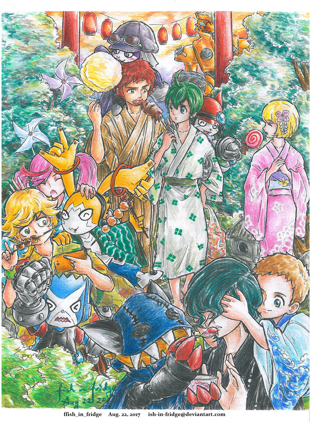 appmon asuka_torajirou bootmon digimon digimon_universe:_appli_monsters dokamon gatchmon hackmon_(appmon) highres karan_eri kashiki_ai katsura_hajime katsura_rei musimon offmon ozora_yujin shinkai_haru
