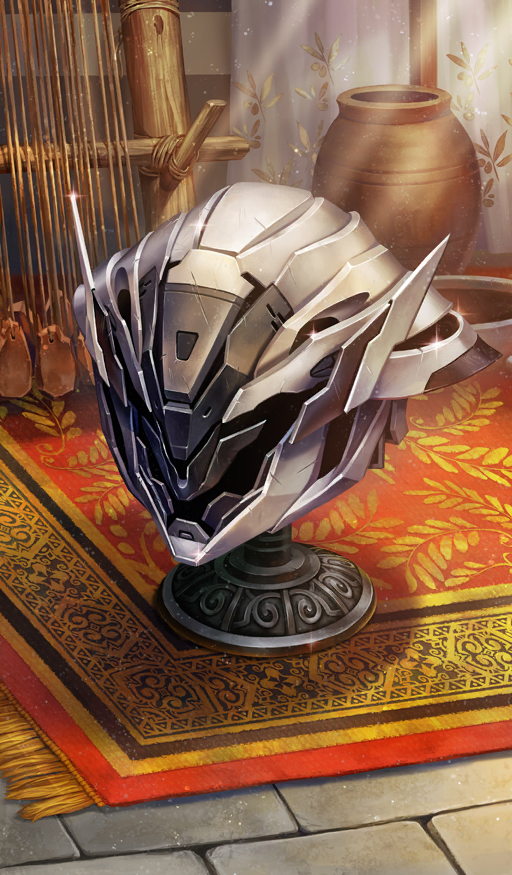 aigis_(fate) commentary fate/grand_order fate_(series) helmet lasengle light_particles light_rays no_humans object_focus official_art sparkle still_life third-party_source unworn_headwear unworn_helmet