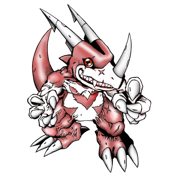 claws digimon digimon_(creature) dragon horns muscular redv-dramon scar solo veins