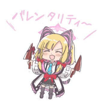 1girl :3 animal_ear_headphones animal_ears blonde_hair blue_archive blue_necktie blush bow bowtie cat_ear_headphones cat_tail chibi closed_eyes death_momoi_(meme) fake_animal_ears fake_tail full_body hair_bow headphones holding holding_knife knife laughing lowres meme momoi_(blue_archive) multiple_hair_bows necktie open_mouth red_bow red_bowtie solo tail thighhighs togarashi_no_shinseki v-shaped_eyebrows white_background
