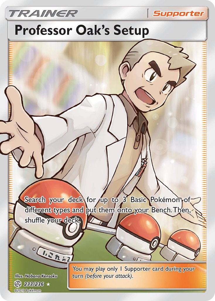 1boy artist_name breast_pocket brown_shirt card_(medium) character_name coat collared_shirt company_name copyright_name copyright_notice english_text grey_hair lab_coat long_sleeves male_focus nabana_kensaku nintendo official_art open_clothes open_coat open_mouth outstretched_arms pen pocket poke_ball poke_ball_(basic) pokemon pokemon_card pokemon_lgpe pokemon_tcg professor_oak shirt short_hair solo spread_arms teeth third-party_source trading_card upper_body upper_teeth_only white_coat