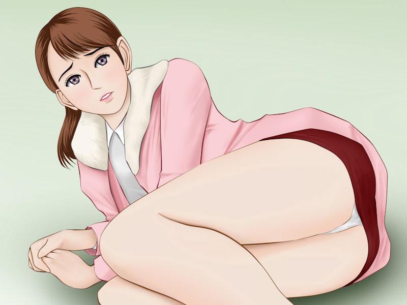 1girl brown_hair female_focus jacket purple_eyes looking_at_viewer momochi_kasumi panties sa-bo shirt shuriken_sentai_ninninger skirt solo super_sentai underwear