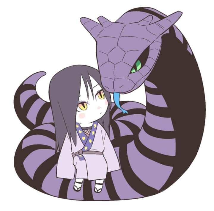 :o aged_down black_hair blue_tongue blush_stickers colored_sclera colored_tongue eyeliner fishnets green_eyes japanese_clothes kimono long_hair long_sleeves looking_up makeup manda_(naruto) naruto_(series) orochimaru_(naruto) pale_skin scales simple_background sitting_on_animal sleeves_past_fingers sleeves_past_wrists snake tongue tongue_out white_background yellow_eyes
