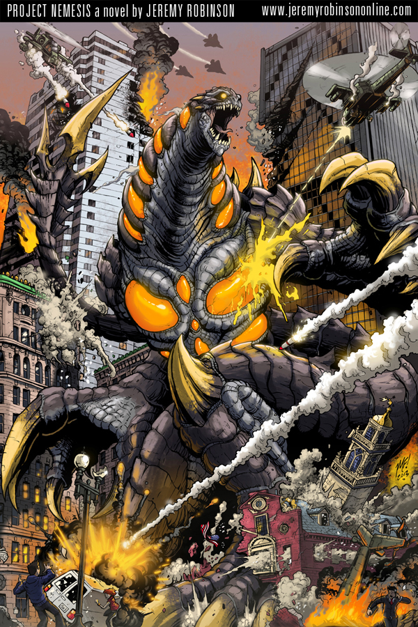 aircraft airplane bioluminescence city claws colossal_kaiju_combat commentary crossover destruction english_commentary epic explosion fighter_jet giant giant_monster glowing helicopter jaw kaiju long_tail matt_frank military_vehicle missile monster nemesis_(project_nemesis) nemesis_saga official_art open_mouth project_nemesis project_nemesis_(series) rocket sharp_teeth spiked_tail spines sunstone_games tail teeth
