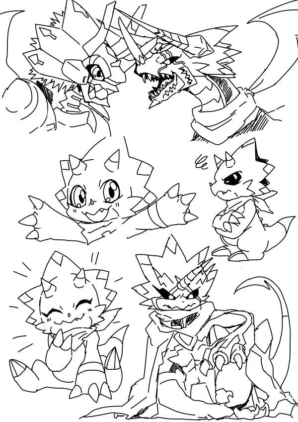 digimon digimon_ghost_game dinosaur_boy dragon dragon_boy gammamon gulusgammamon horns regulusmon siriusmon tail triceratops