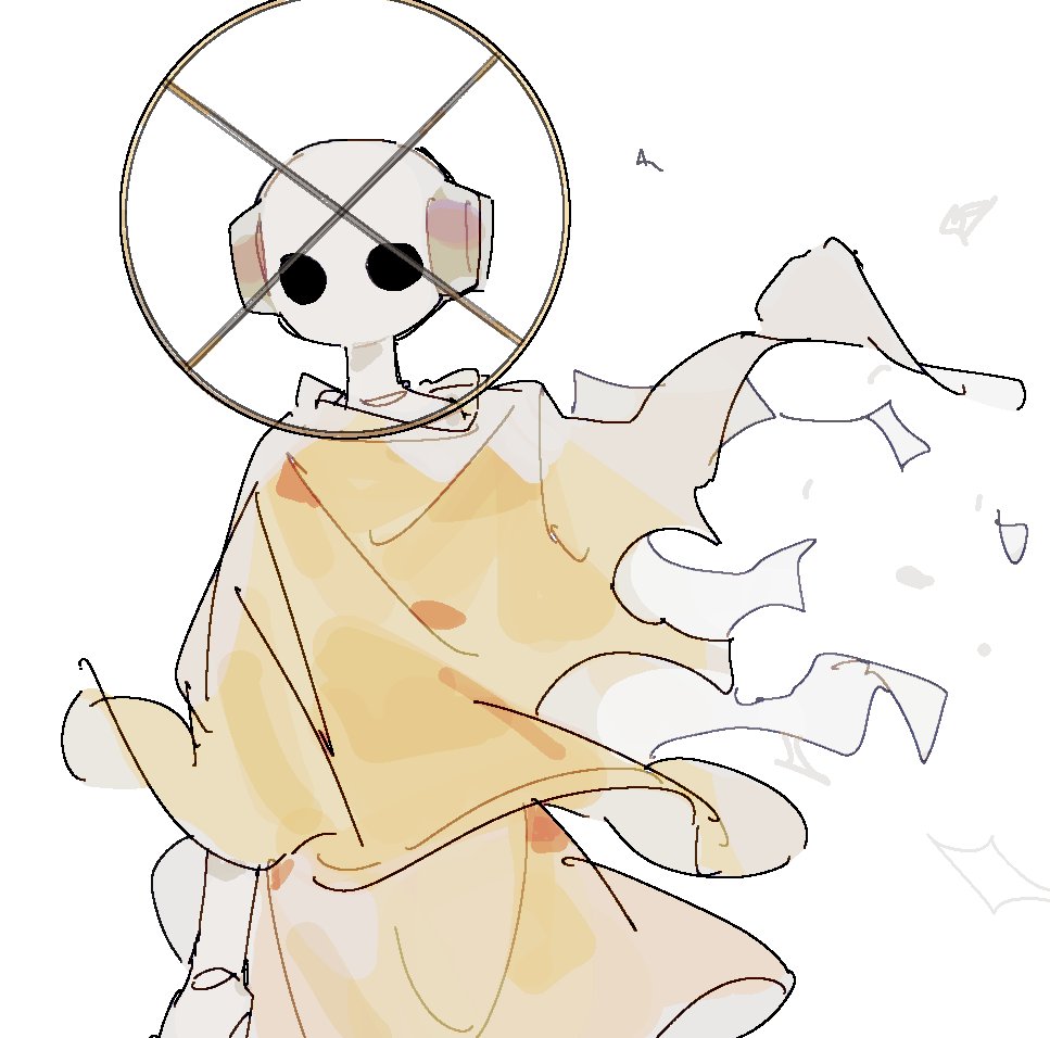 1girl ancient&#039;s_language_(rain_world) androgynous black_eyes colored_skin humanoid_robot iterator_(rain_world) joints looking_at_viewer no_nose rain_world rdif_rw robe robot robot_ears robot_girl robot_joints sliver_of_straw torn_clothes torn_robe white_background white_robe white_skin yellow_poncho